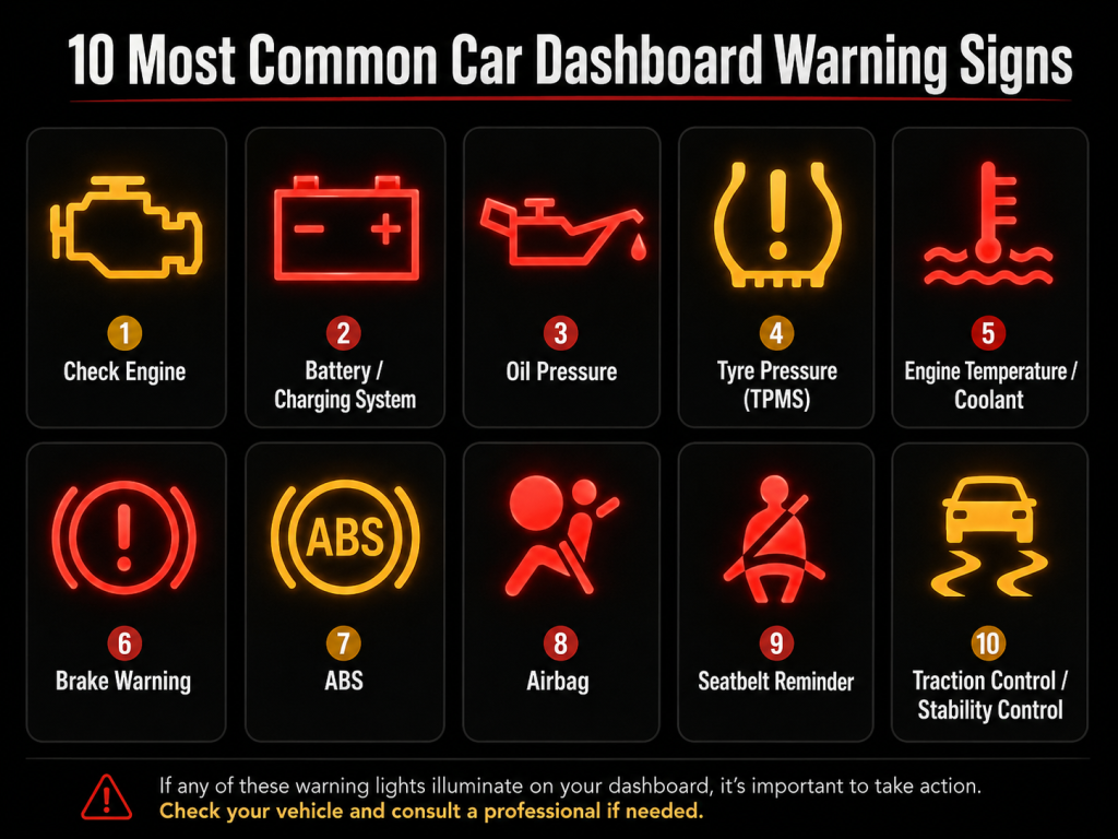 Ten common dashboard warning lights