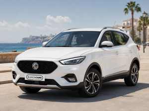 White MG ZS automatic SUV rental car on the Costa Blanca.