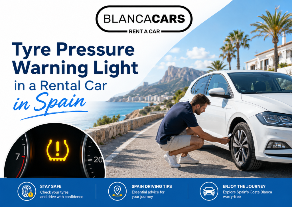 What to do if you tyre pressure warning lights comes on in your car rental in Spain.