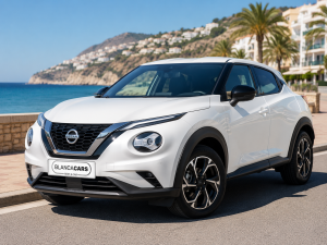 White Nissan Juke automatic rental car on the Costa Blanca.