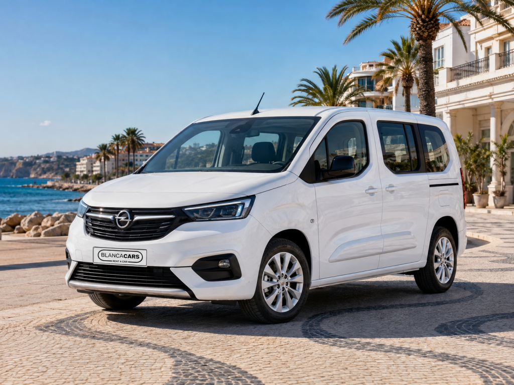 White Opel Combo 7-seater rental in Cumbre del Sol.