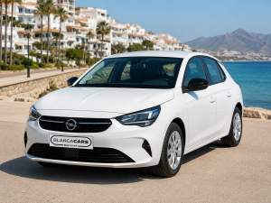 White Opel Corsa rental car on the Costa Blanca.